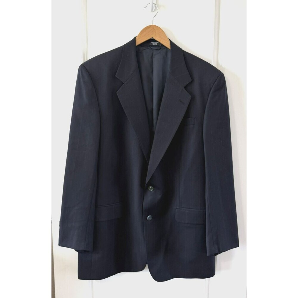 AMHERST & BROCK Vtg Black Striped BLAZER SUIT COAT JACKET Men's 41L